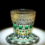 Edo Kiriko Handcrafted Emerald Fluorite Whisky Glass – A Verdant Glimmer of Radiance