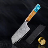 Seiki (清木) Japanese Damascus Steel Knife With Blue Resin Handle