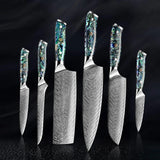 Okugai (おくがい) Damascus Steel Kitchen Knife with Abalone Handle