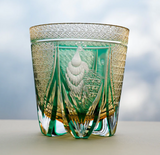 Personalized Edo Kiriko Handcrafted Violet Peacock Whisky Glass – A Royal Bloom in Crystal