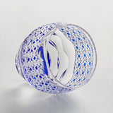 Edo Kiriko Handcrafted Midnight Blue Starburst Glasss With Wooden Box