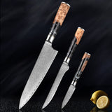 SAKUTO (作東) Japanese Damascus Steel Kitchen Knife Set With Resin Handle