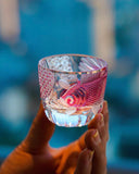Hand-Carved Edo Kiriko "Plum Red" Crystal Spirit Glass