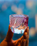 Hand-Carved Edo Kiriko "Plum Red" Crystal Spirit Glass