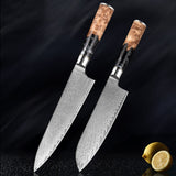 SAKUTO (作東) Japanese Damascus Steel Kitchen Knife Set With Coloured Black Handle