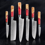 SAKUTO (作東) Japanese Damascus Steel Kitchen Knife Set With Resin Handle