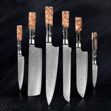 SAKUTO (作東) Japanese Damascus Steel Kitchen Knife Set With Coloured Black Handle