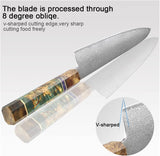 SAKUTO (久拓) Japanese Damascus Steel Kitchen Knife With Coloured Octagonal Handle