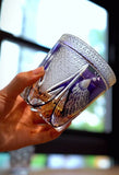 Personalized Edo Kiriko Handcrafted Violet Peacock Whisky Glass – A Royal Bloom in Crystal