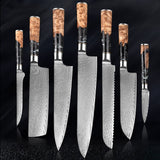 SAKUTO (作東) Japanese Damascus Steel Kitchen Knife Set With Coloured Black Handle