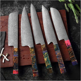 SAKUTO (久拓) Japanese Damascus Steel Kitchen Knife With Coloured Octagonal Handle