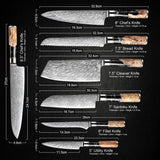SAKUTO (作東) Japanese Damascus Steel Kitchen Knife Set With Resin Handle