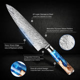 SAKUTO (作東) Japanese Damascus Steel Kitchen Knife Set With Resin Handle