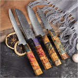 SAKUTO (久拓) Japanese Damascus Steel Kitchen Knife With Coloured Octagonal Handle