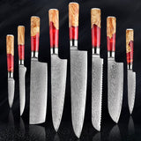 SAKUTO (作東) Japanese Damascus Steel Kitchen Knife Set With Resin Handle