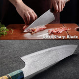 SAKUTO (久拓) Japanese Damascus Steel Kitchen Knife With Coloured Octagonal Handle