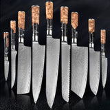 SAKUTO (作東) Japanese Damascus Steel Kitchen Knife Set With Coloured Black Handle