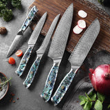 Okugai (おくがい) Damascus Steel Kitchen Knife with Abalone Handle