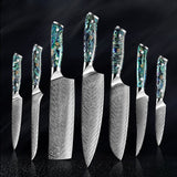 Okugai (おくがい) Damascus Steel Kitchen Knife with Abalone Handle