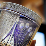 Personalized Edo Kiriko Handcrafted Violet Peacock Whisky Glass – A Royal Bloom in Crystal