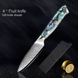 Okugai (おくがい) Damascus Steel Kitchen Knife with Abalone Handle