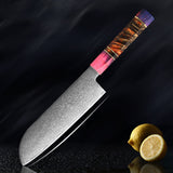 SAKUTO (久拓) Japanese Damascus Steel Kitchen Knife With Coloured Octagonal Handle