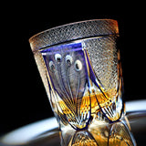 Personalized Edo Kiriko Handcrafted Violet Peacock Whisky Glass – A Royal Bloom in Crystal