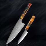 SAKUTO (久拓) Japanese Damascus Steel Kitchen Knife With Coloured Octagonal Handle