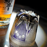 Personalized Edo Kiriko Handcrafted Violet Peacock Whisky Glass – A Royal Bloom in Crystal