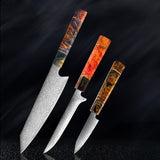 SAKUTO (久拓) Japanese Damascus Steel Kitchen Knife With Coloured Octagonal Handle