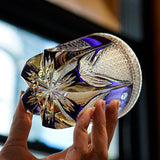 Personalized Edo Kiriko Handcrafted Violet Peacock Whisky Glass – A Royal Bloom in Crystal