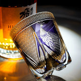 Personalized Edo Kiriko Handcrafted Violet Peacock Whisky Glass – A Royal Bloom in Crystal