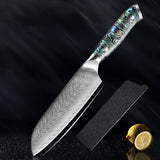 Okugai (おくがい) Damascus Steel Kitchen Knife with Abalone Handle