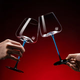 Handcrafted Blue Stem Burgundy Wine Glass With Blue Mountain Wine Decanter Sets