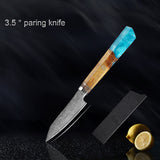 Seiki (清木) Japanese Damascus Steel Knife With Blue Resin Handle