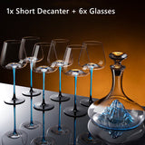 Handcrafted Blue Stem Burgundy Wine Glass With Blue Mountain Wine Decanter Sets