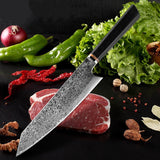 Kiritsuke ( きりつけ) Japanese Damascus Steel Chefs Knife With Ebony Octagonal Handle