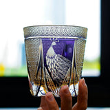 Personalized Edo Kiriko Handcrafted Violet Peacock Whisky Glass – A Royal Bloom in Crystal