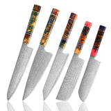 SAKUTO (久拓) Japanese Damascus Steel Kitchen Knife With Coloured Octagonal Handle