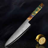 SAKUTO (久拓) Japanese Damascus Steel Kitchen Knife With Coloured Octagonal Handle