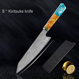 Seiki (清木) Japanese Damascus Steel Knife With Blue Resin Handle
