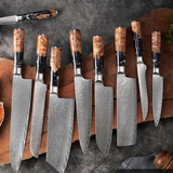 SAKUTO (作東) Japanese Damascus Steel Kitchen Knife Set With Coloured Black Handle
