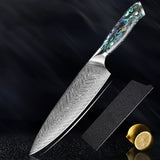 Okugai (おくがい) Damascus Steel Kitchen Knife with Abalone Handle
