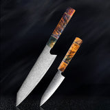 SAKUTO (久拓) Japanese Damascus Steel Kitchen Knife With Coloured Octagonal Handle