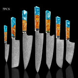 Seiki (清木) Japanese Damascus Steel Knife With Blue Resin Handle