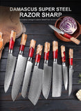 SAKUTO (作東) Japanese Damascus Steel Kitchen Knife Set With Resin Handle