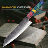 SAKUTO (久拓) Japanese Damascus Steel Kitchen Knife With Coloured Octagonal Handle