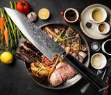 Kiritsuke ( きりつけ) Japanese Damascus Steel Chefs Knife With Ebony Octagonal Handle