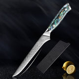 Okugai (おくがい) Damascus Steel Kitchen Knife with Abalone Handle