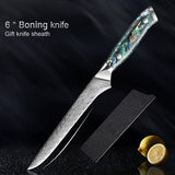 Okugai (おくがい) Damascus Steel Kitchen Knife with Abalone Handle